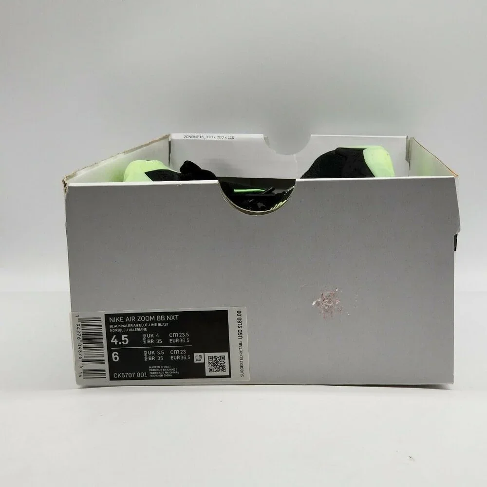 Nike Air Zoom BB NXT Dangerous Mens 4.5 Black Green Basketball‎ Shoes CK5707-001